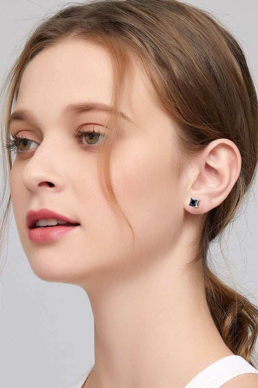 925 Sterling Silver Square Moissanite Stud Earrings - AllIn Computer