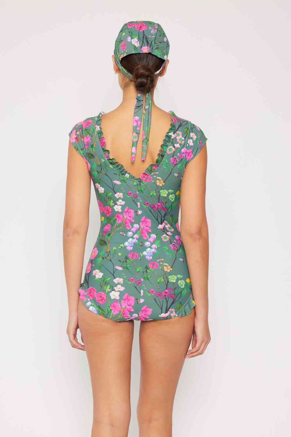 Marina West Swim Bring Me Flowers V-Neck One Piece Swimsuit In Sage - AllIn Computer