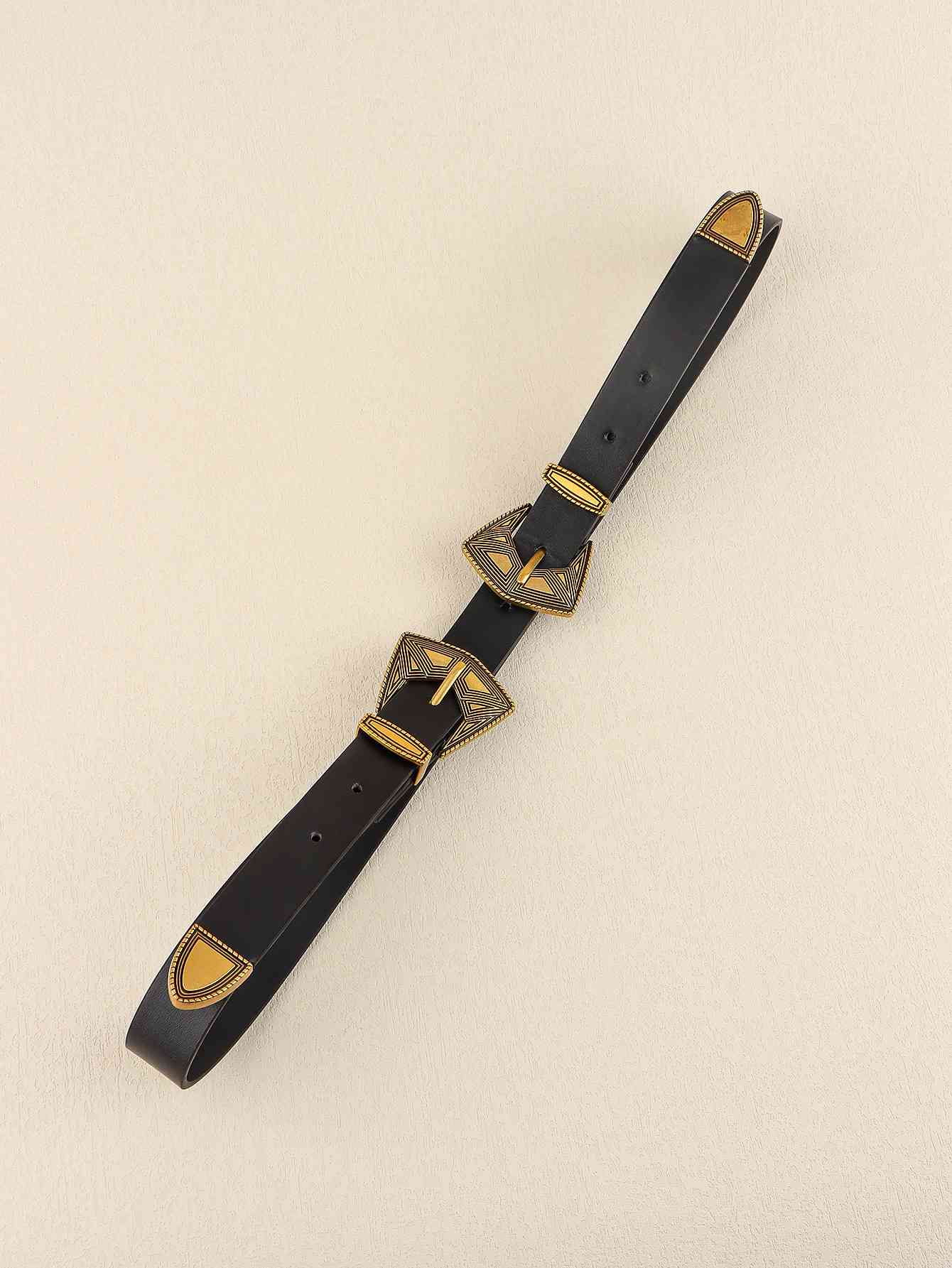 Double Buckle PU Leather Belt - AllIn Computer