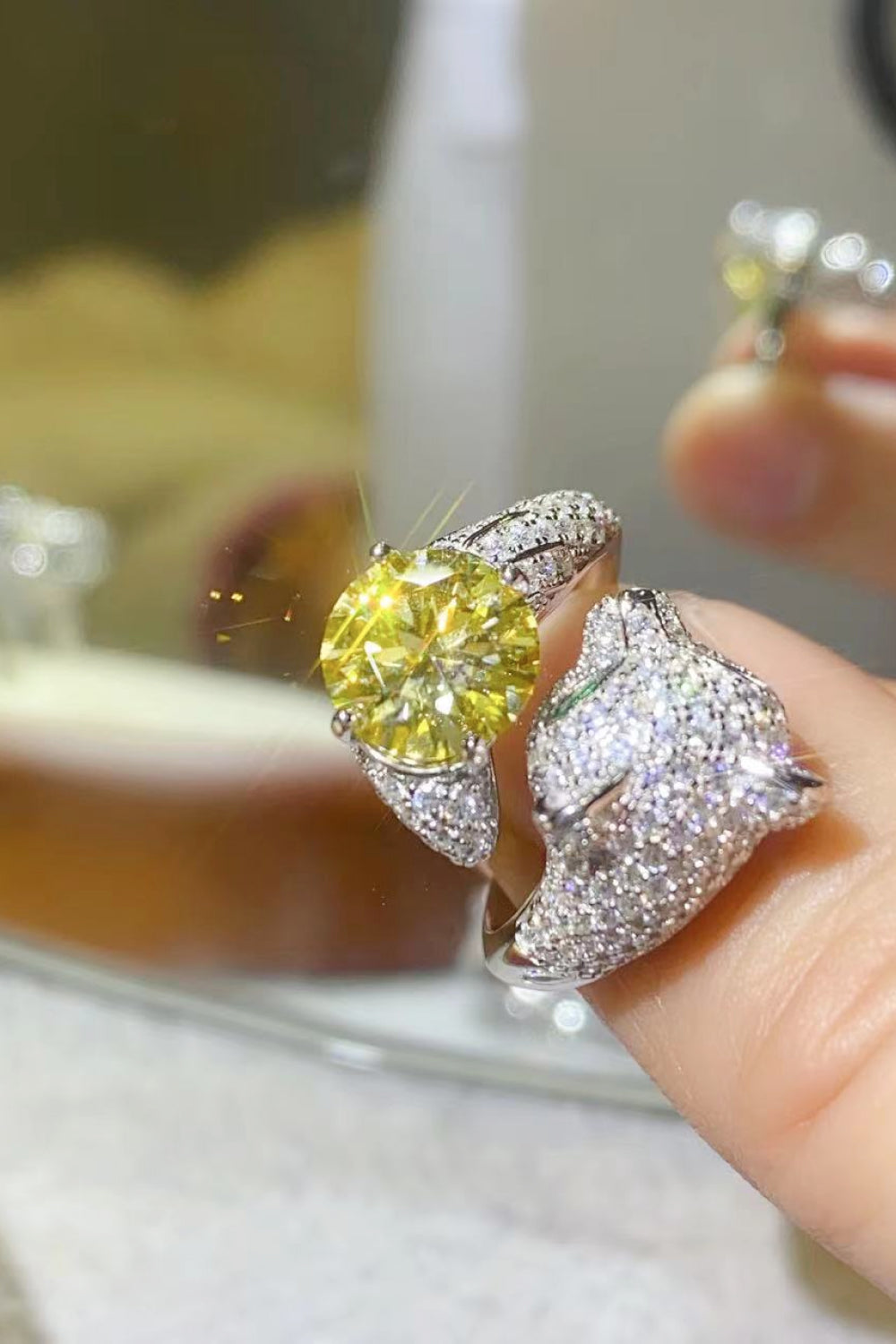 2 Carat Yellow Moissanite Animal Bypass Ring - AllIn Computer