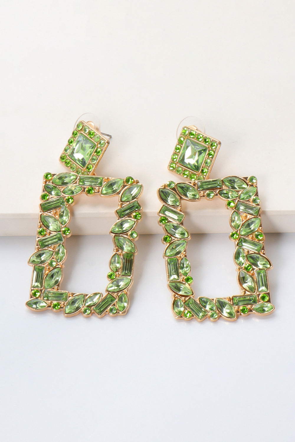 Square Shape Glass Stone Dangle Earrings - AllIn Computer