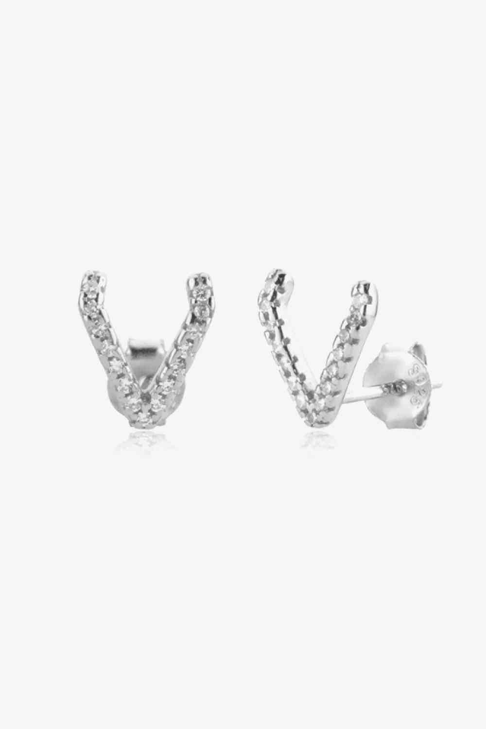 Zircon Letter V Stud Earrings | Jewelry | Jewelry, KIKICHICC, Ship From Overseas, stud earrings | Trendsi