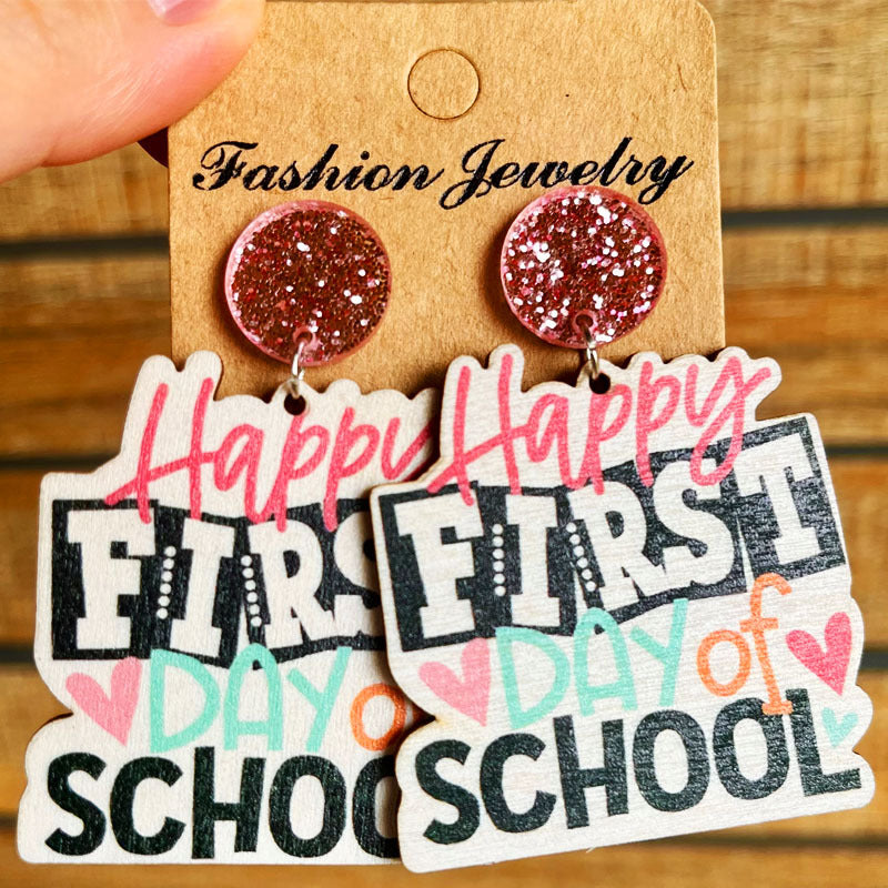 School Theme Wooden Dangle Earrings - AllIn Computer