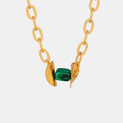 Natural Stone Pendant Titanium Steel Necklace - AllIn Computer