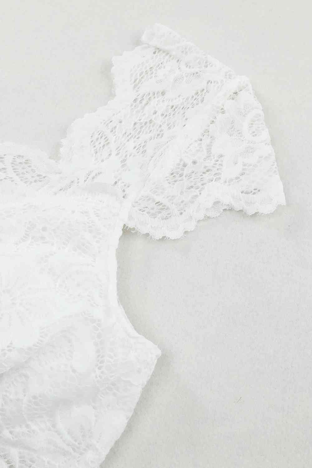 Ruched Sweetheart Neck Lace Bodysuit - AllIn Computer