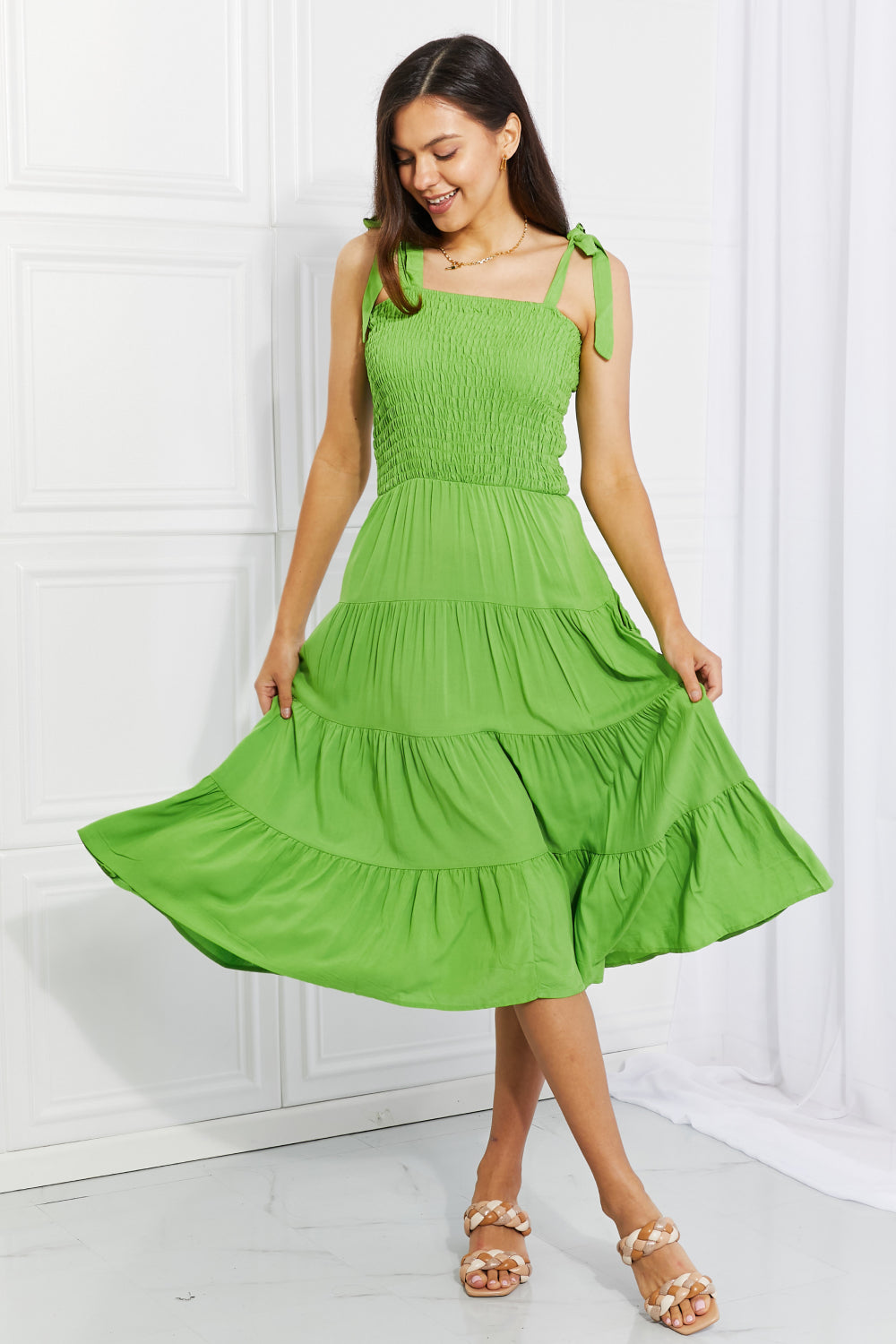 Culture Code Full Size Summer Solstice Smocked Tiered Dress - AllIn Computer