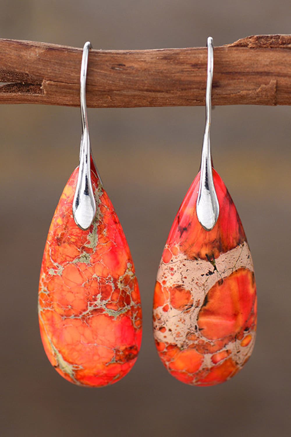 Handmade Teardrop Shape Natural Stone Dangle Earrings - AllIn Computer