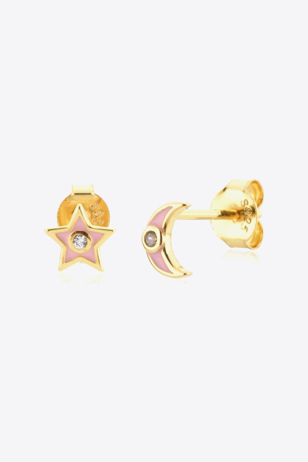 Star and Moon Zircon Mismatched Earrings - AllIn Computer