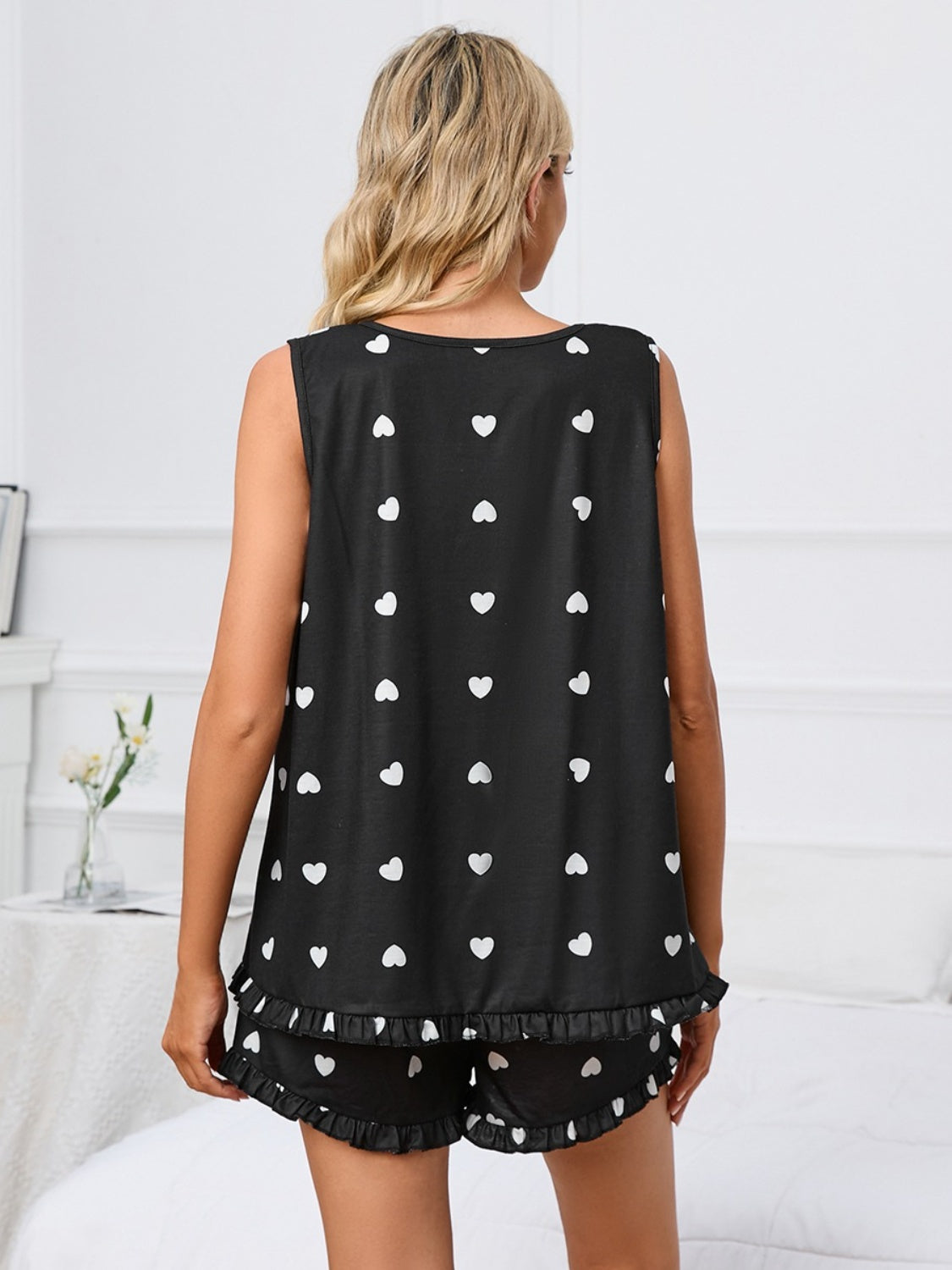 Heart Scoop Neck Tank and Shorts Lounge Set - AllIn Computer