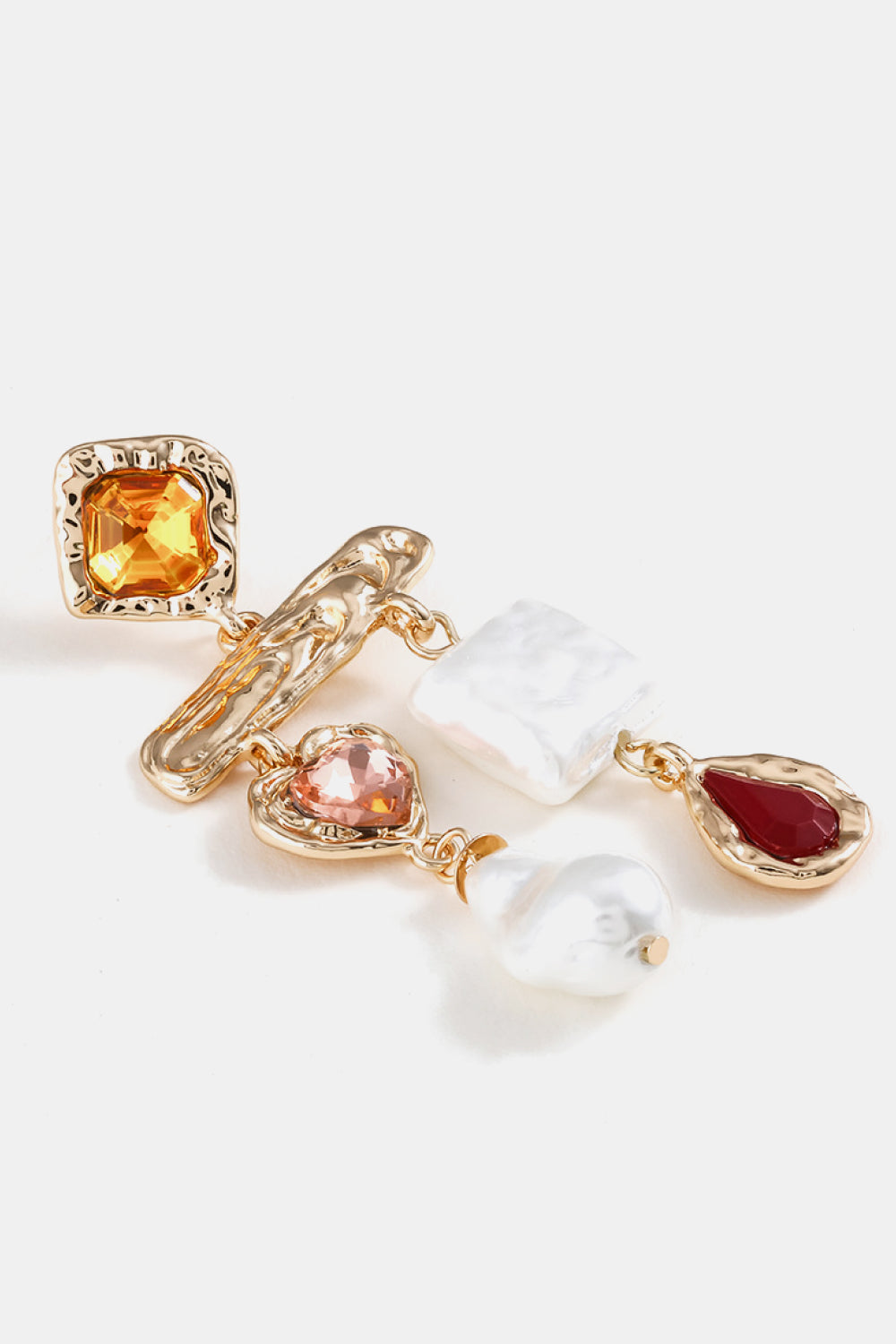 Glass Stone Synthetic Pearl Dangle Earrings - AllIn Computer