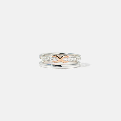 Double-Layered Zircon 925 Sterling Silver Ring - AllIn Computer