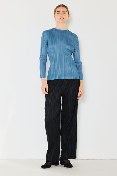 Marina West Swim Pleated Long Sleeve Boatneck Top - AllIn Computer