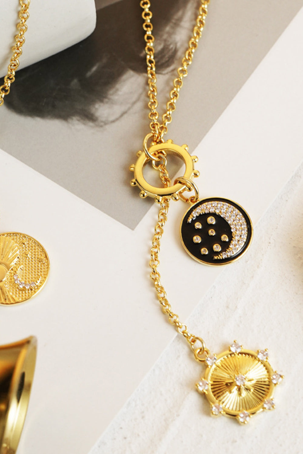 Zircon Sun and Moon Pendant Necklace - AllIn Computer