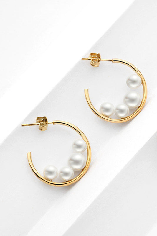 Can't Stop Your Shine Pearl C-Hoop Earrings - AllIn Computer