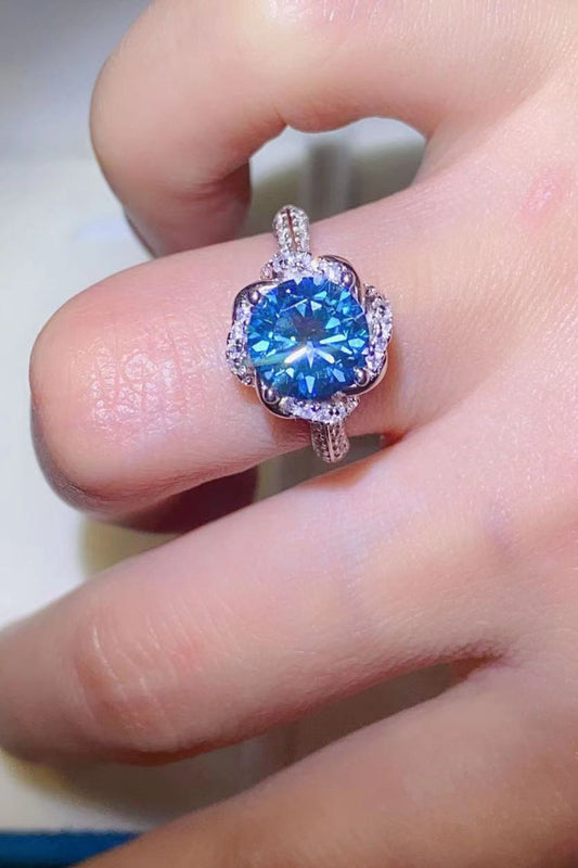 2 Carat Cobalt Blue Moissanite 925 Sterling Silver Ring - AllIn Computer