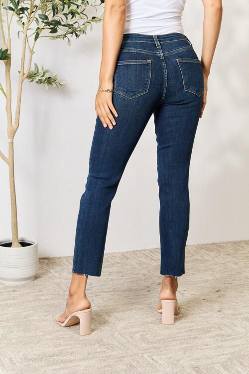 BAYEAS Full Size Raw Hem Straight Jeans - AllIn Computer