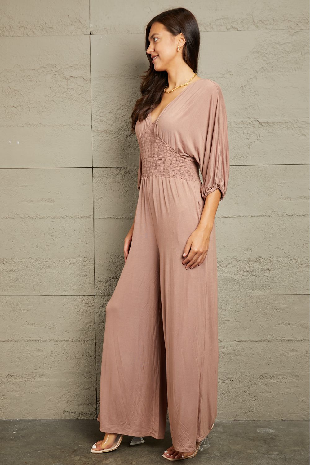 Culture Code Full Size Smocking Waist Jumpsuit - AllIn Computer