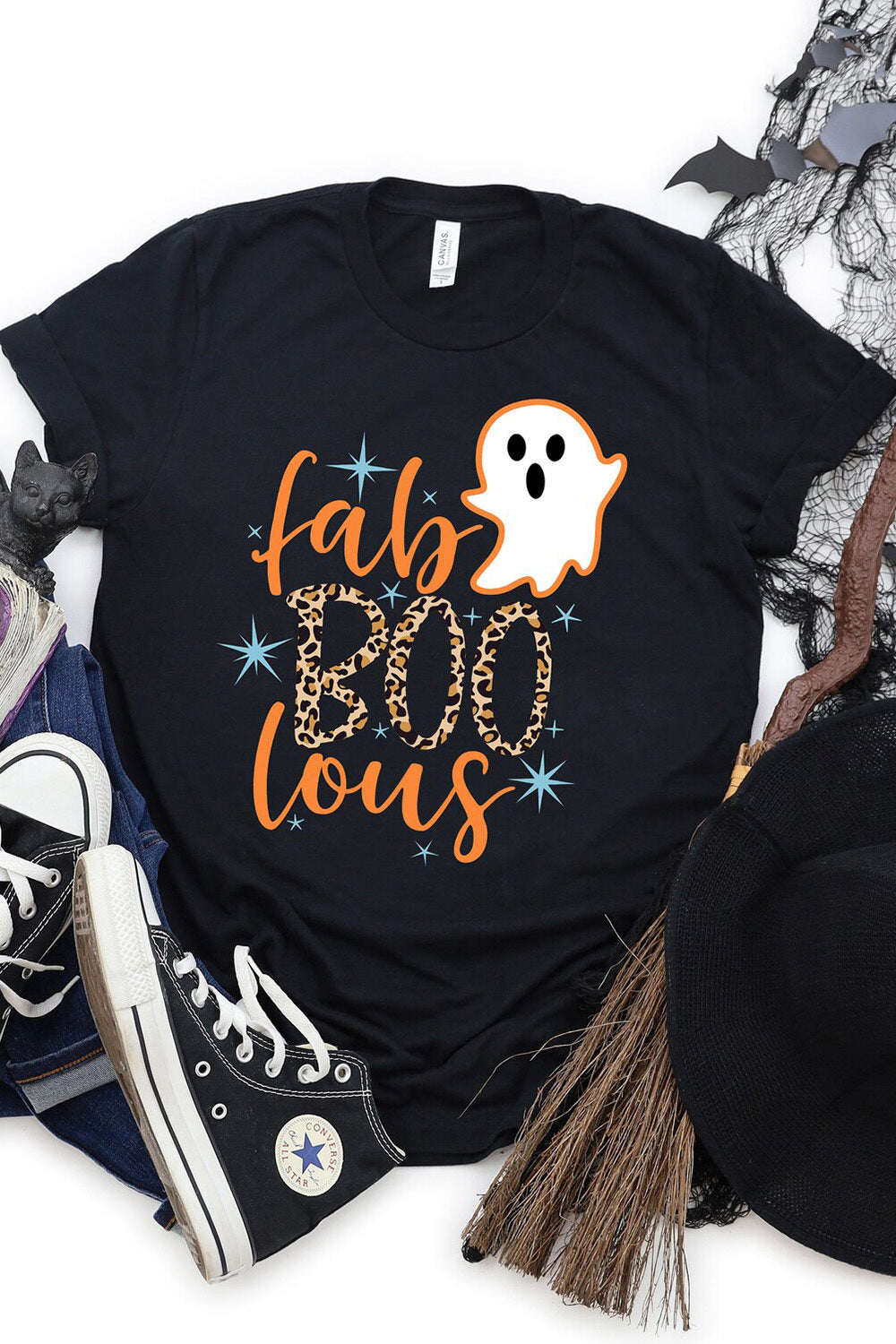 Round Neck Short Sleeve Ghost Graphic T-Shirt - AllIn Computer