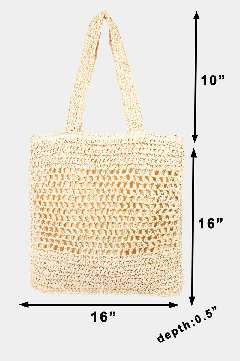 Fame Straw-Paper Crochet Tote Bag - AllIn Computer