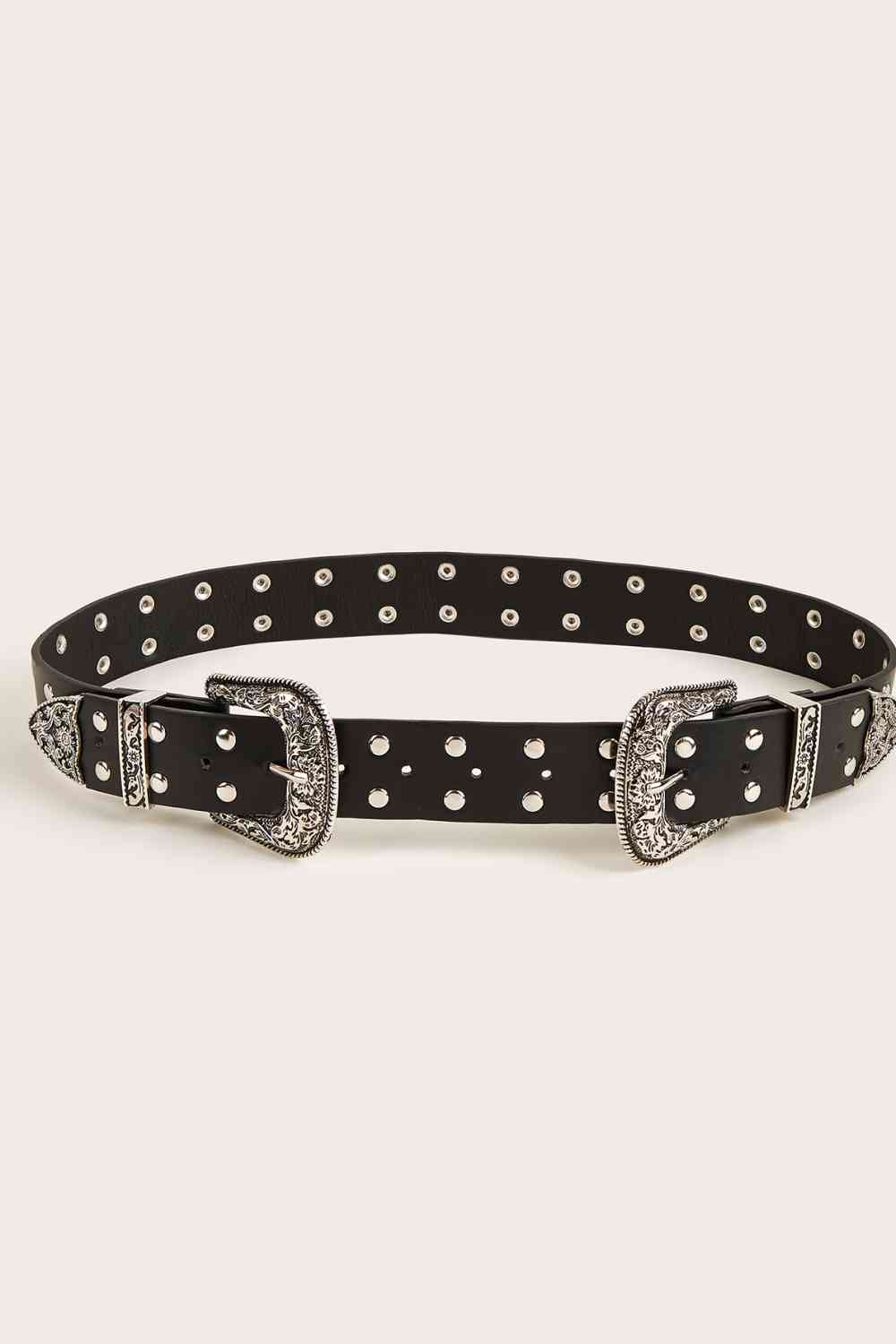 Double Row Studded PU Leather Belt - AllIn Computer