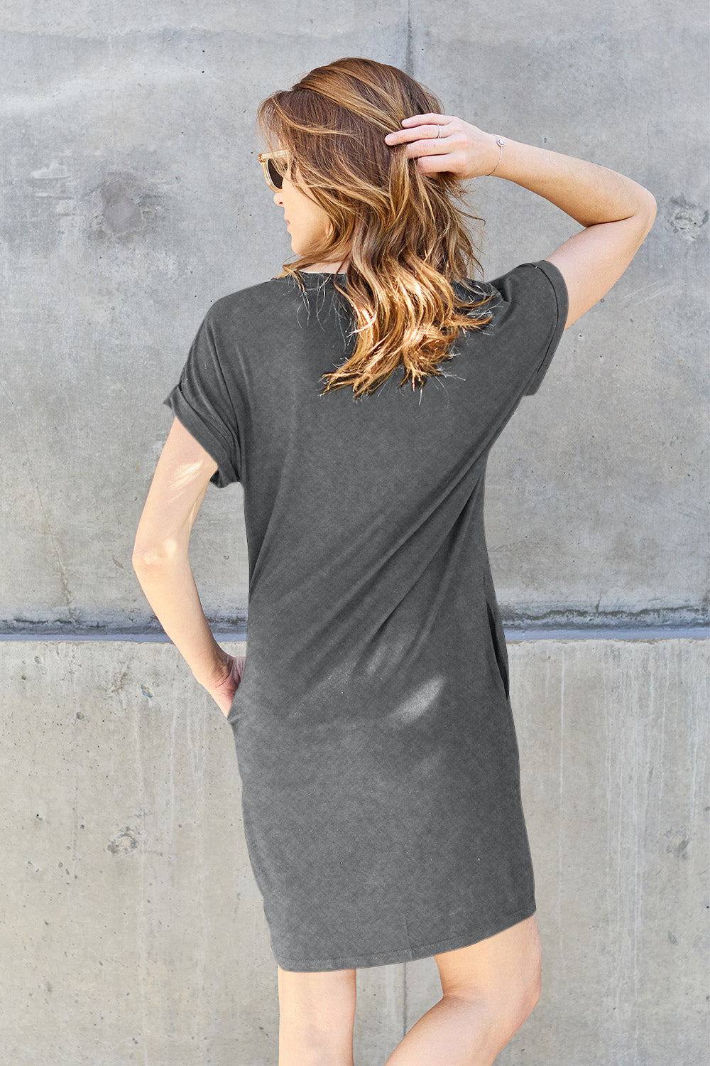 Basic Bae Full Size Round Neck Short Sleeve Dress with Pockets - AllIn Computer