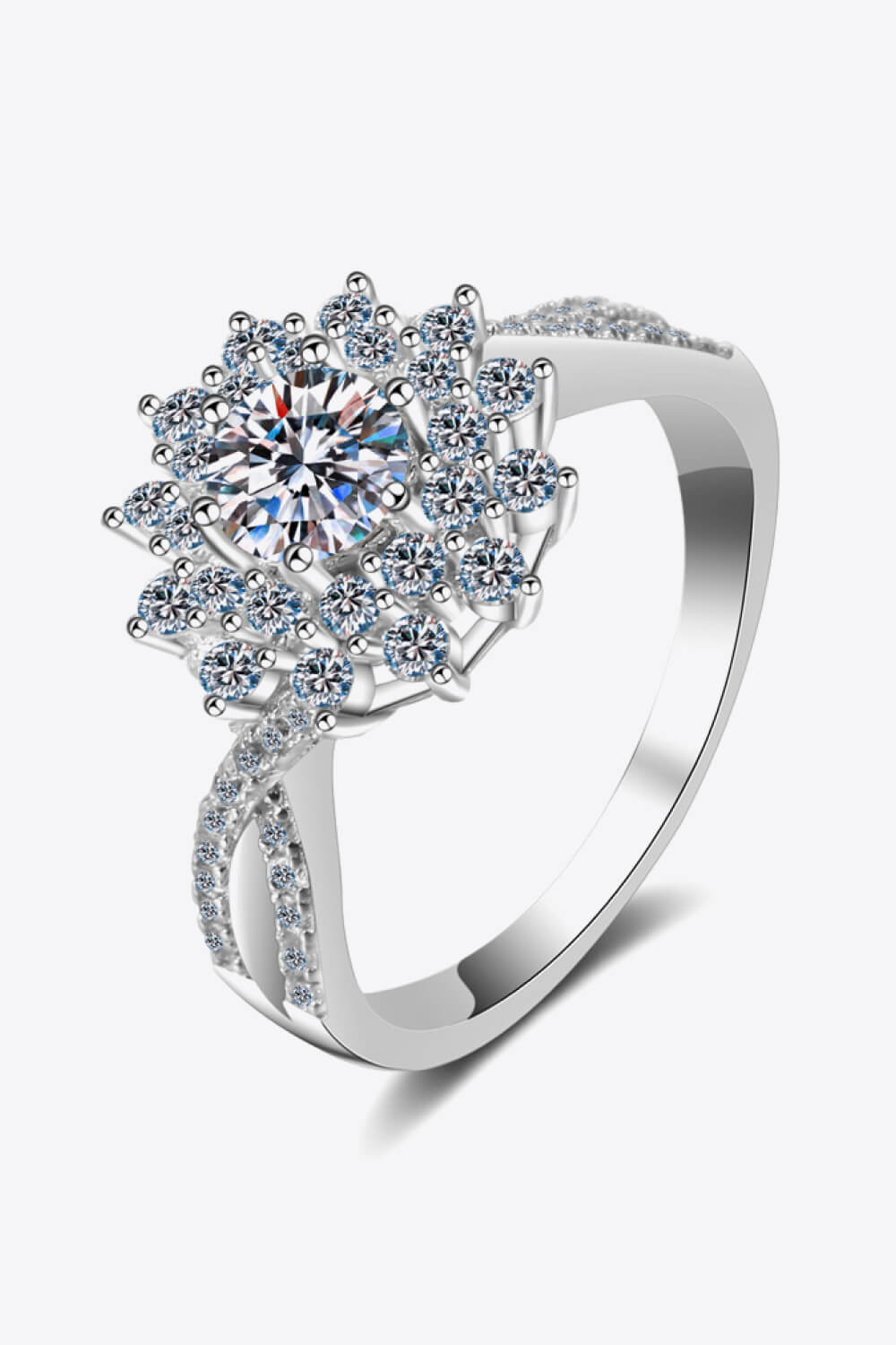 Moissanite Flower-Shape Split Shank Ring - AllIn Computer