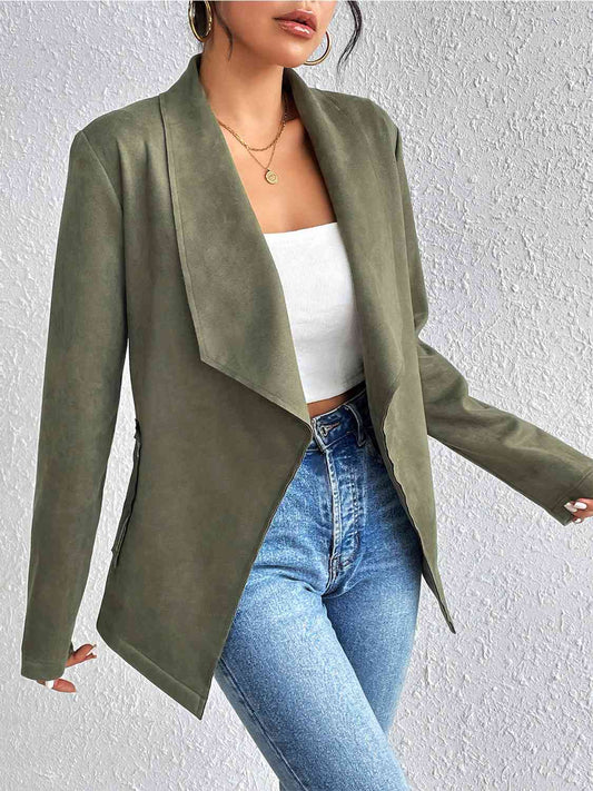 Statement Collar Long Sleeve Jacket - AllIn Computer