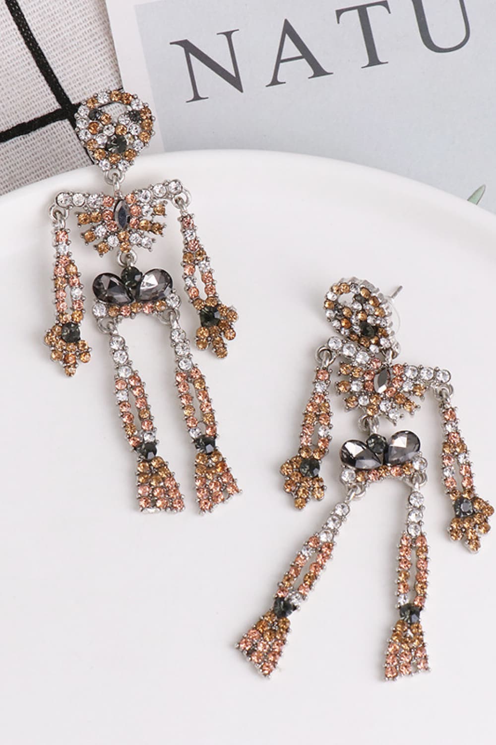 Skeleton Shape Glass Stone Dangle Earrings - AllIn Computer