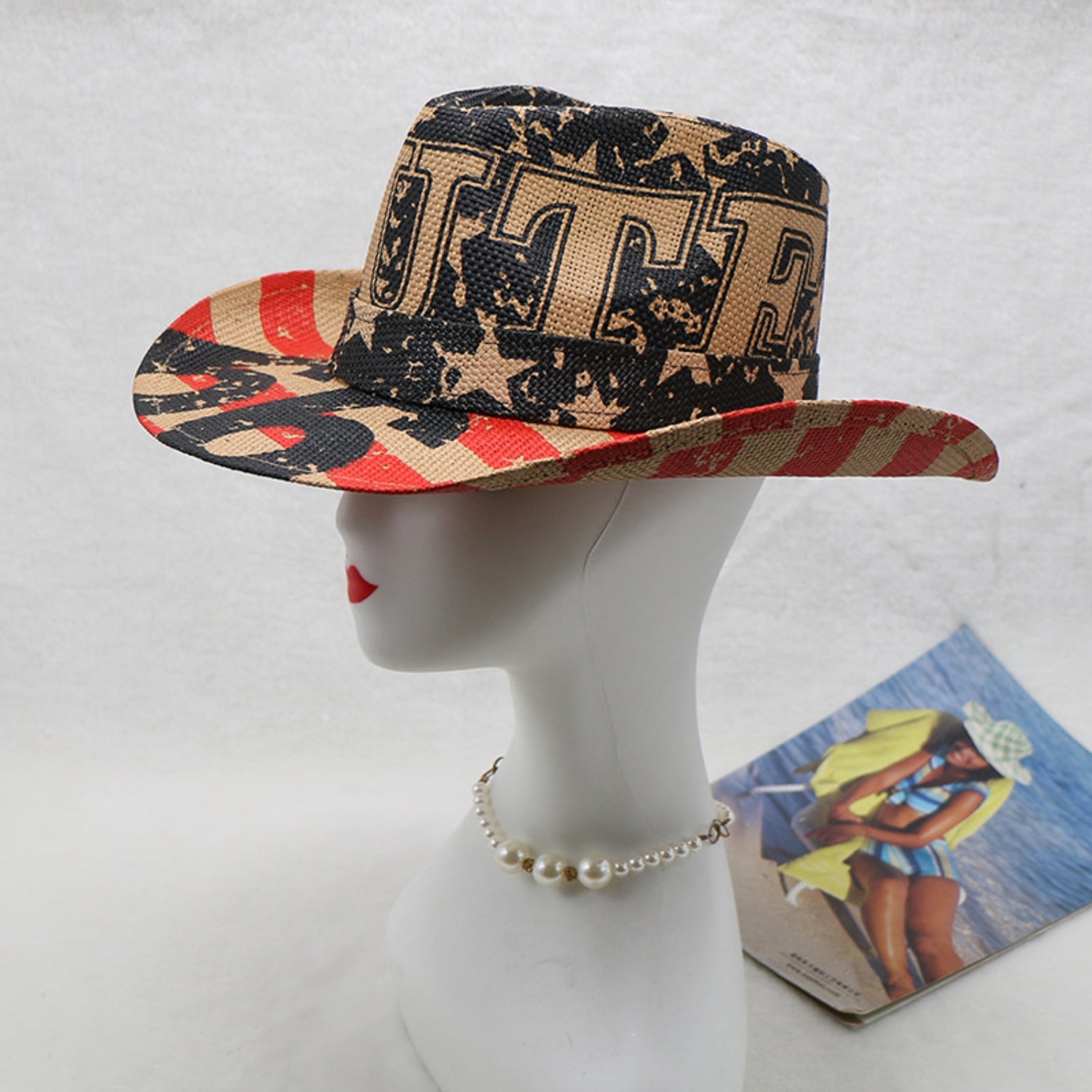 Printed Paper Cloth Wide Brim Hat - AllIn Computer
