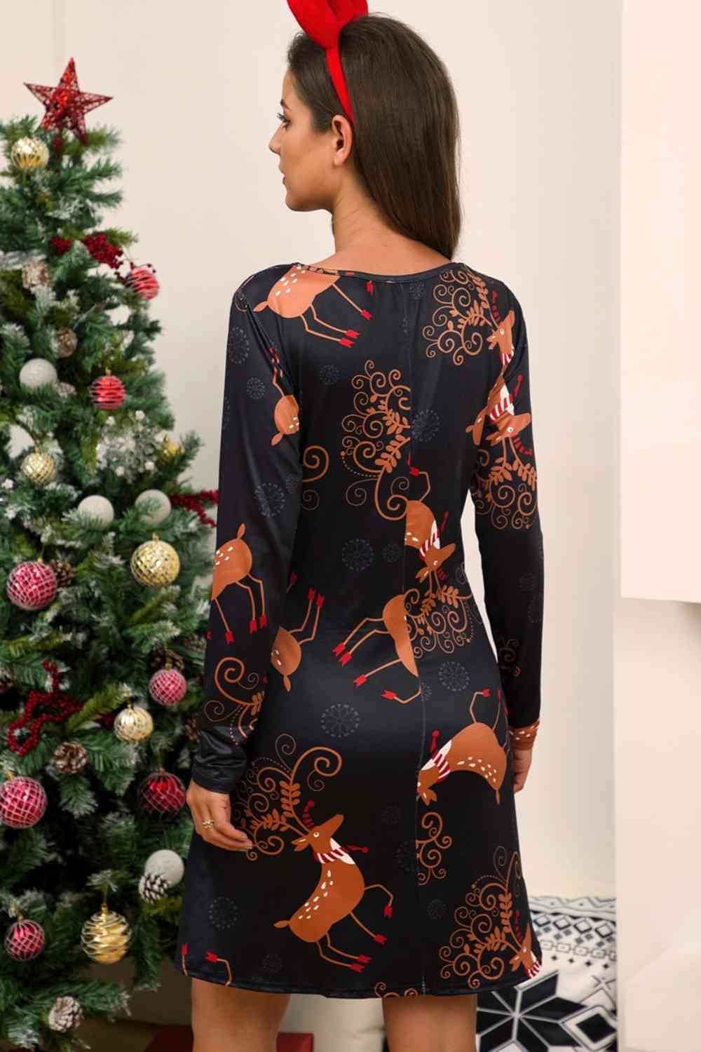 Full Size Christmas Long Sleeve Dress - AllIn Computer