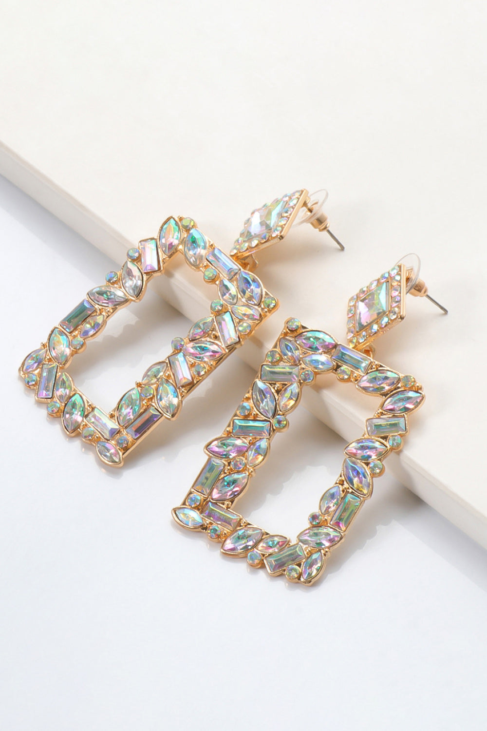 Square Shape Glass Stone Dangle Earrings - AllIn Computer