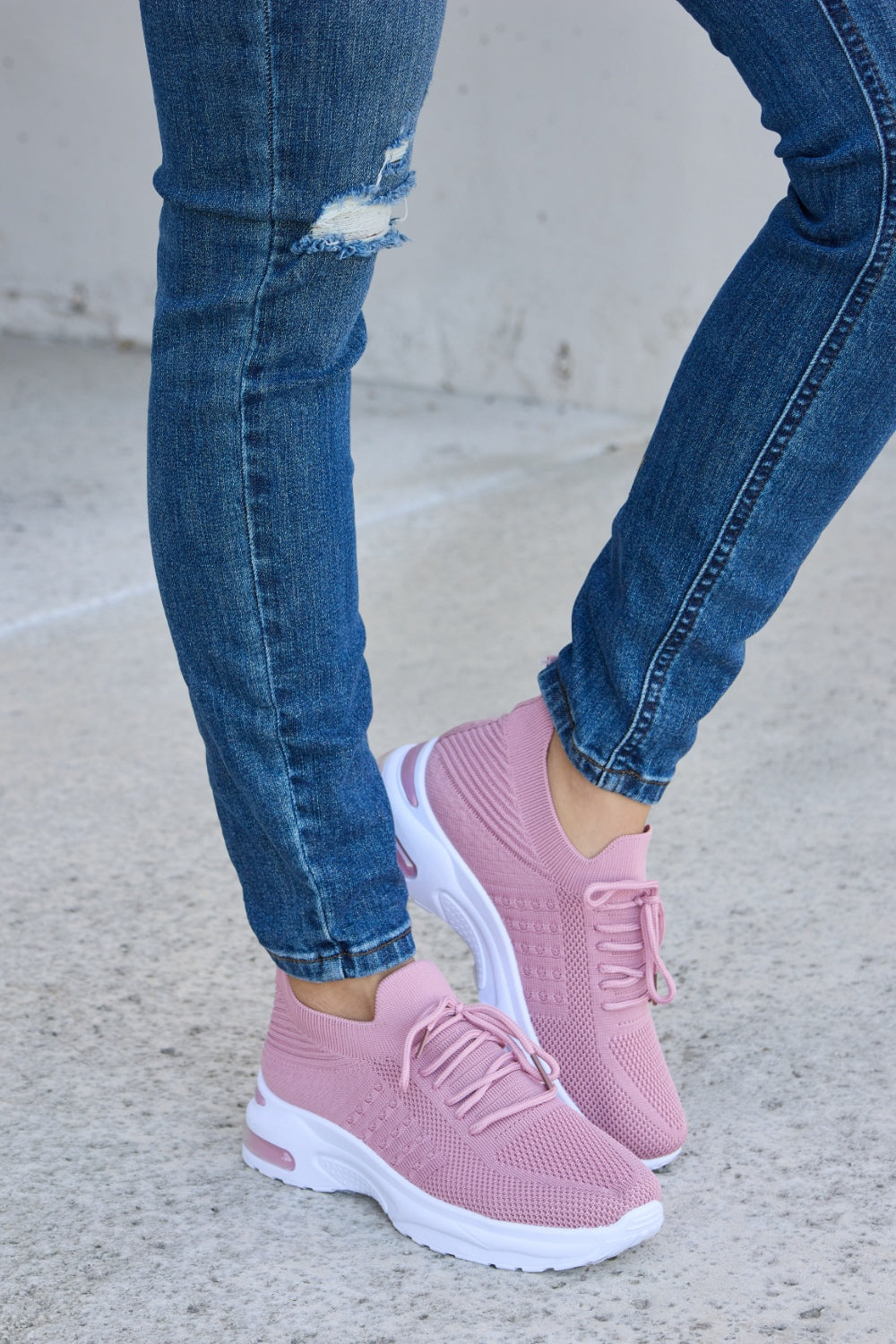 Forever Link Breathable Mesh Lace-up Round Toe Athletic Shoes - AllIn Computer