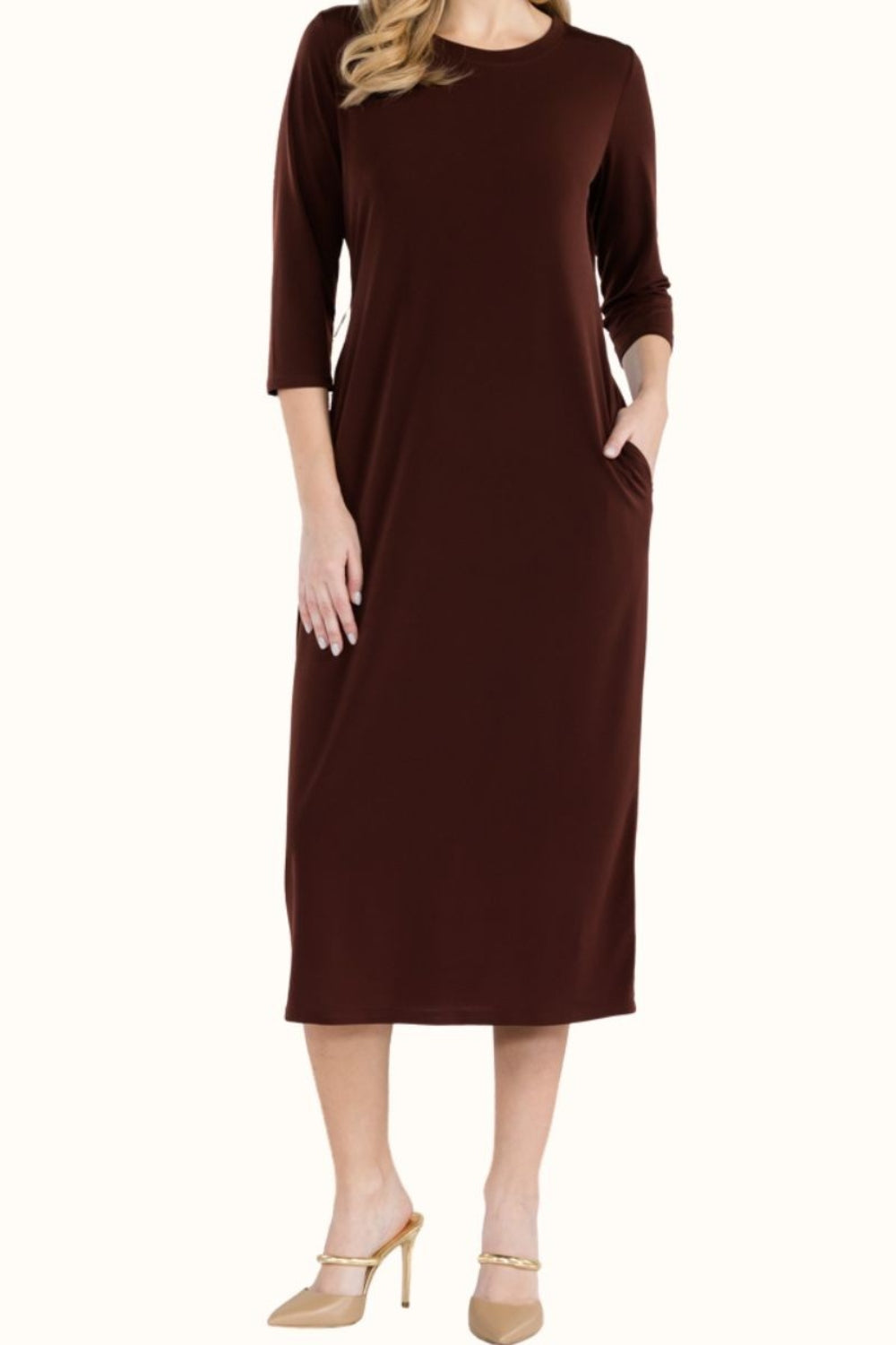 Celeste Full Size Round Neck Midi Dress - AllIn Computer