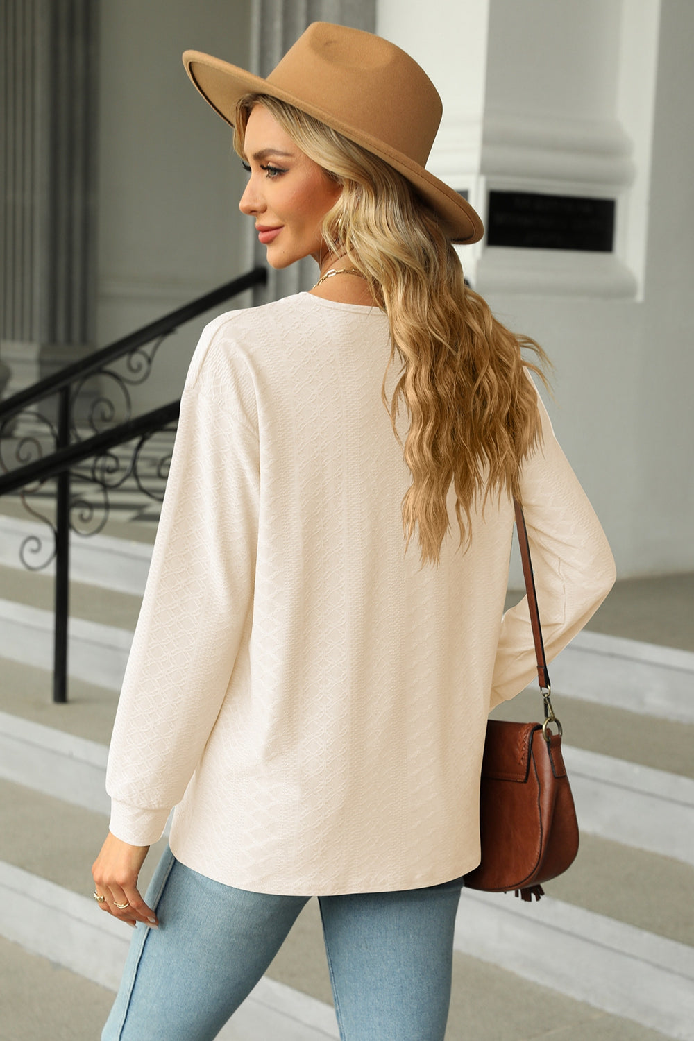 V-Neck Long Sleeve Blouse - AllIn Computer