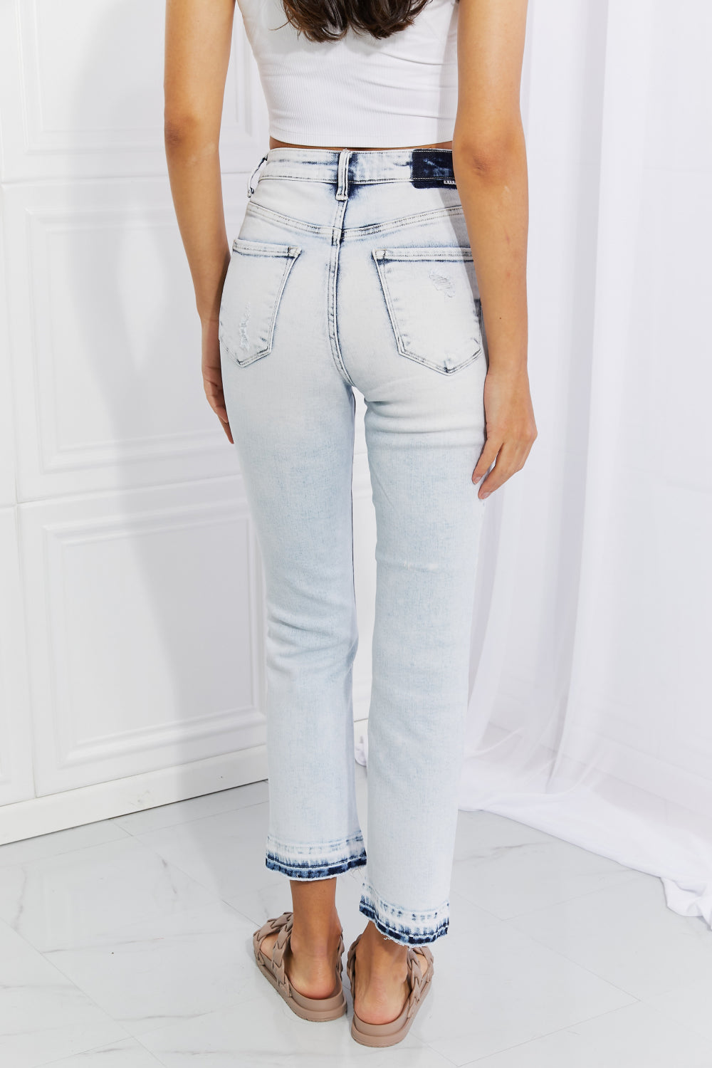RISEN Full Size Camille Acid Wash Crop Straight Jeans - AllIn Computer