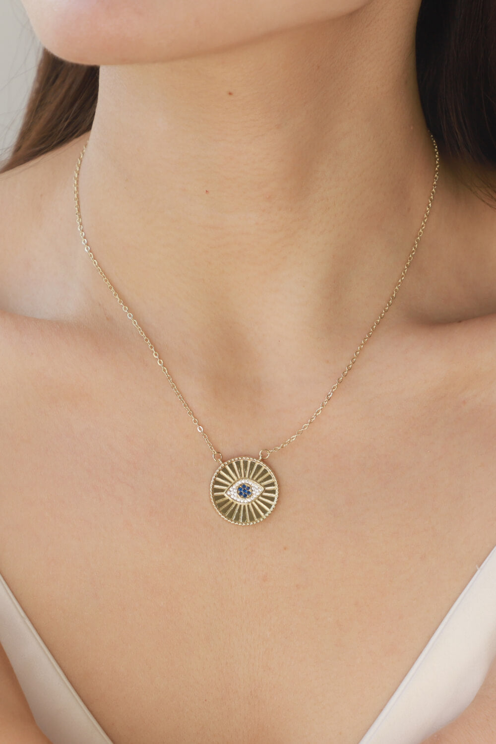 Rhinestone Evil Eye Pendant Necklace - AllIn Computer