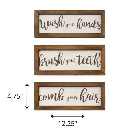 Set of 3 Linen Bathroom Rules - Wood Framed Wall Art - AllIn Computer