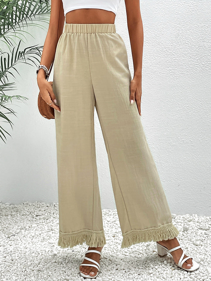 Fringe Detail Wide Leg Pants - AllIn Computer