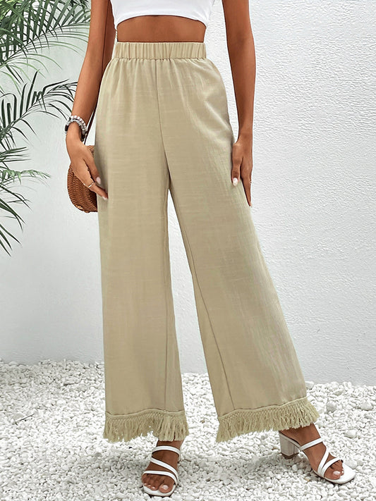 Fringe Detail Wide Leg Pants - AllIn Computer