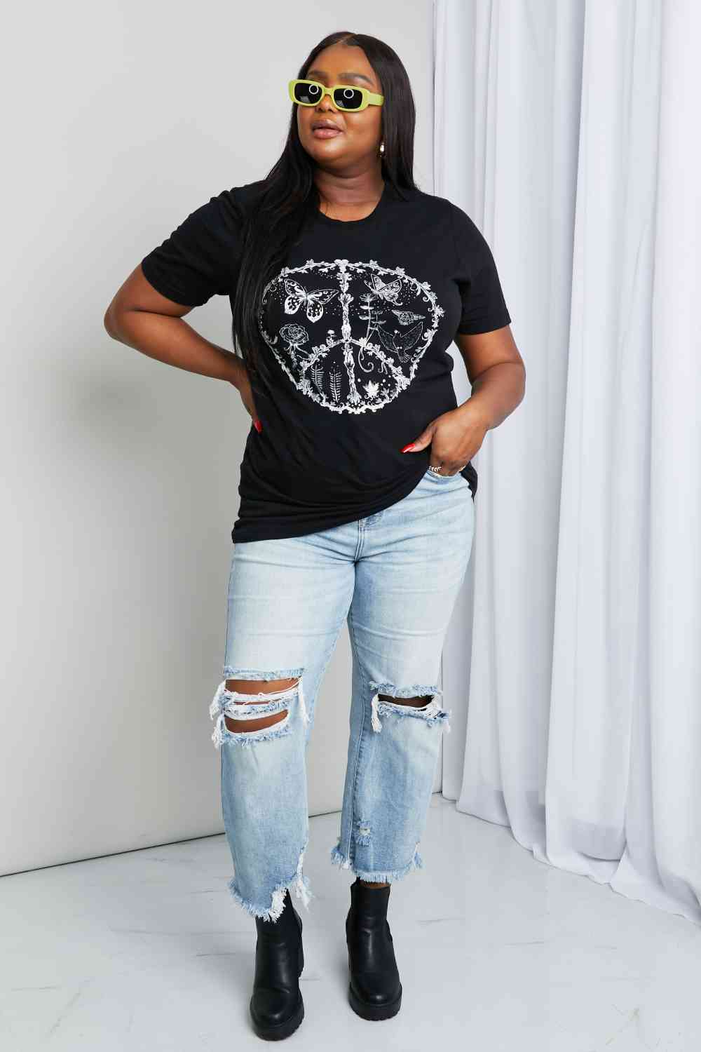 mineB Full Size Butterfly Graphic Tee Shirt - AllIn Computer