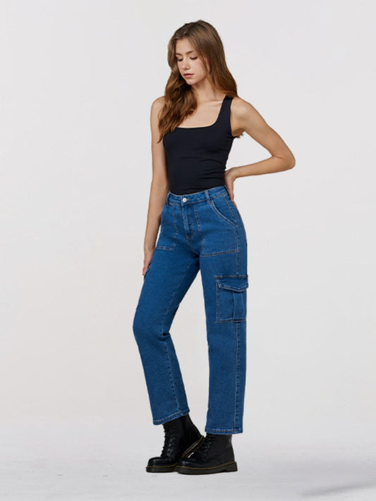 Straight Leg Jeans with Pockets - AllIn Computer