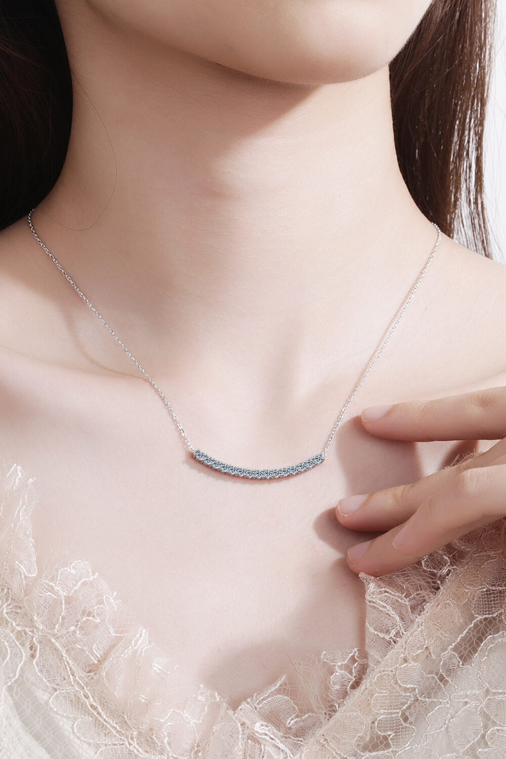 Sterling Silver Curved Bar Necklace - AllIn Computer