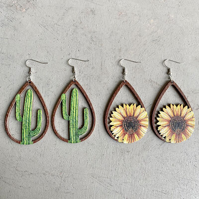 Hollowed Wooden Teardrop Earrings - AllIn Computer