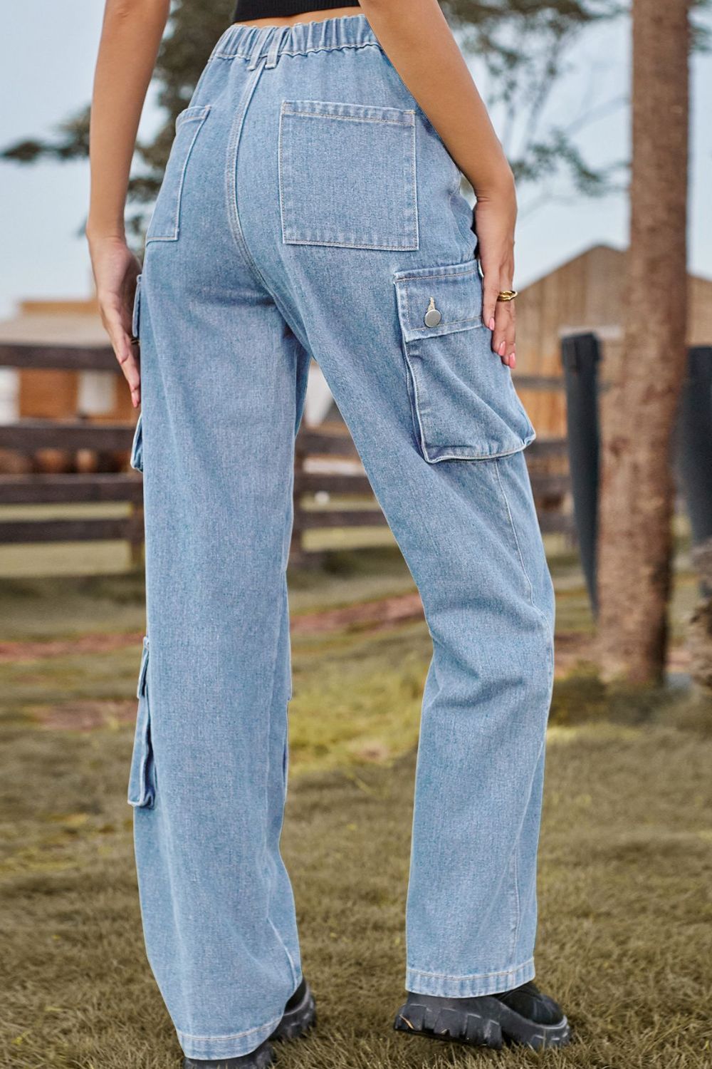 Loose Fit Long Jeans with Pockets - AllIn Computer