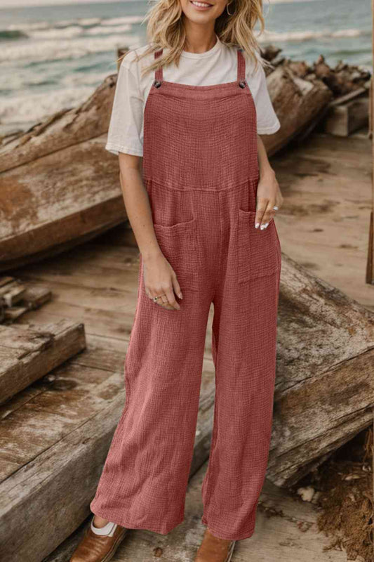 Full Size Wide Leg Front Pocket Jumpsuit - AllIn Computer