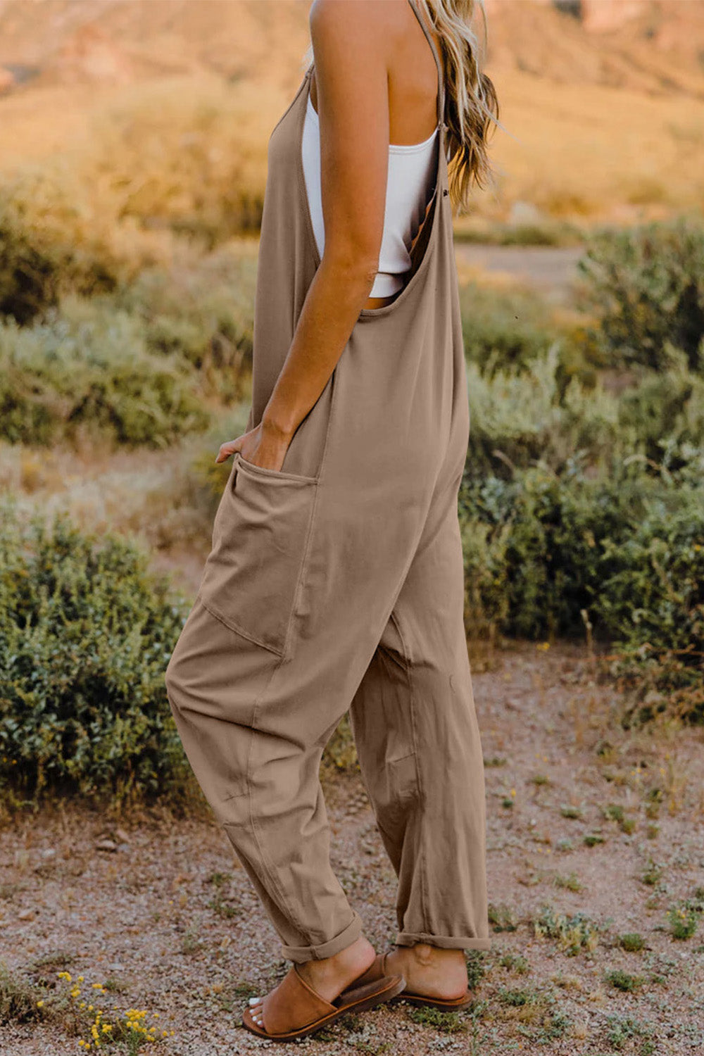 Double Take  V-Neck Sleeveless Jumpsuit with Pocket - AllIn Computer