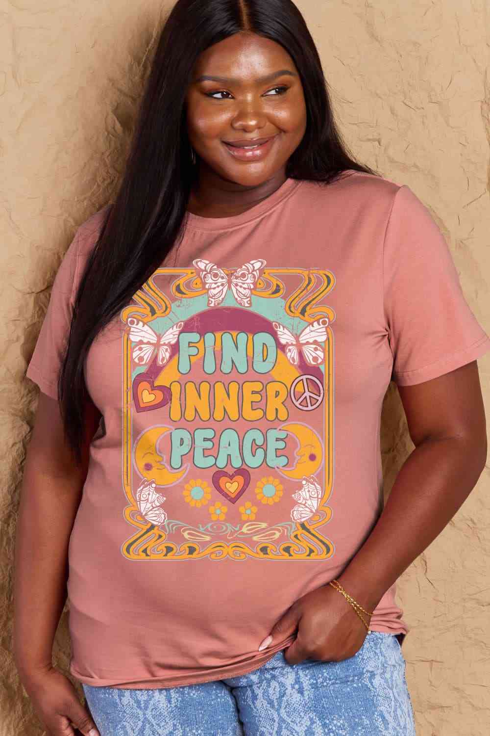 Simply Love Full Size FIND INNER PEACE Graphic Cotton T-Shirt - AllIn Computer