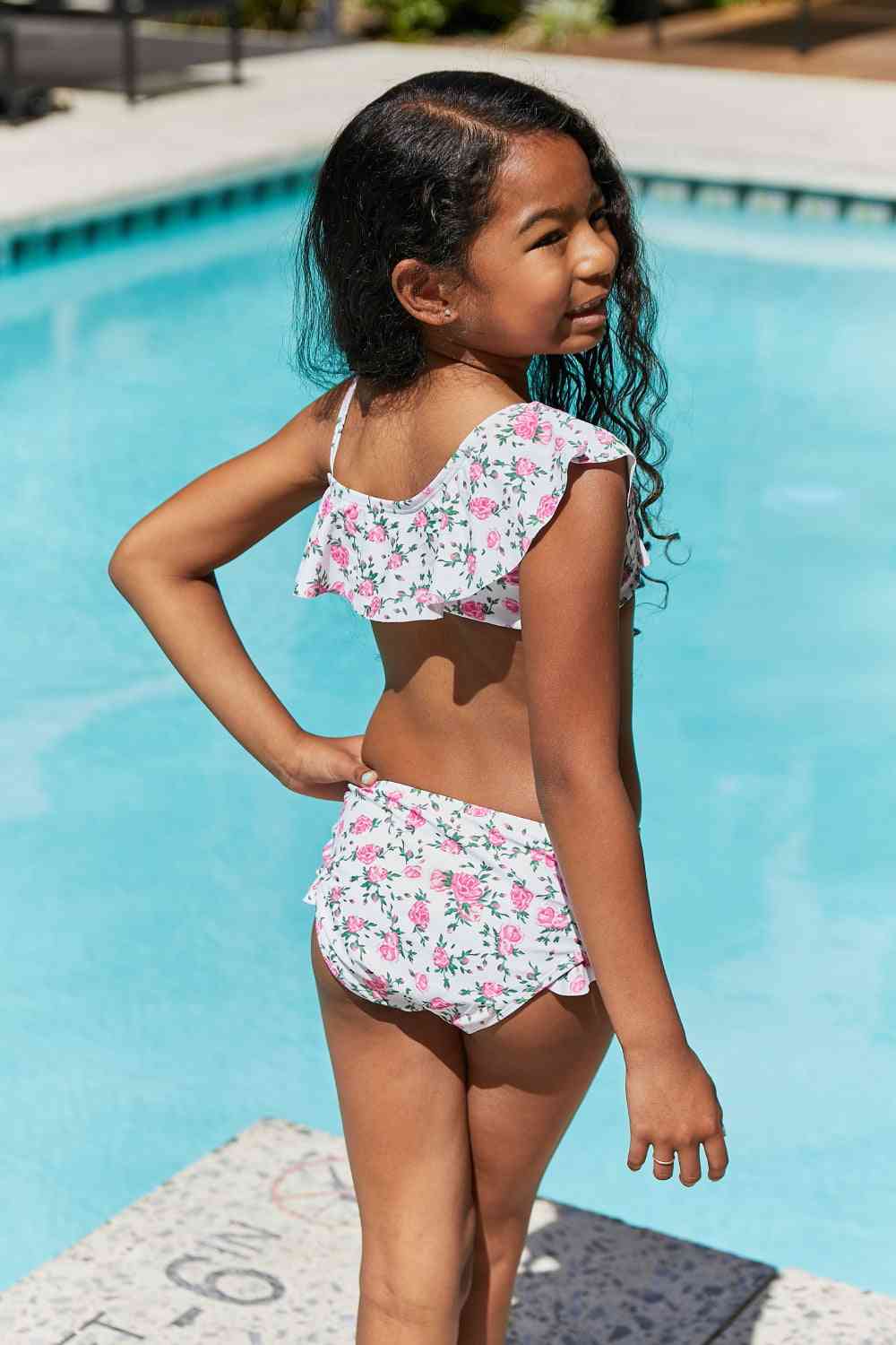 Marina West Swim Float On Ruffle Two-Piece Swim Set in Roses Off-White - AllIn Computer