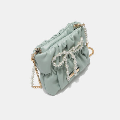 Nicole Lee USA Pearl Bow Chain Strap Purse - AllIn Computer