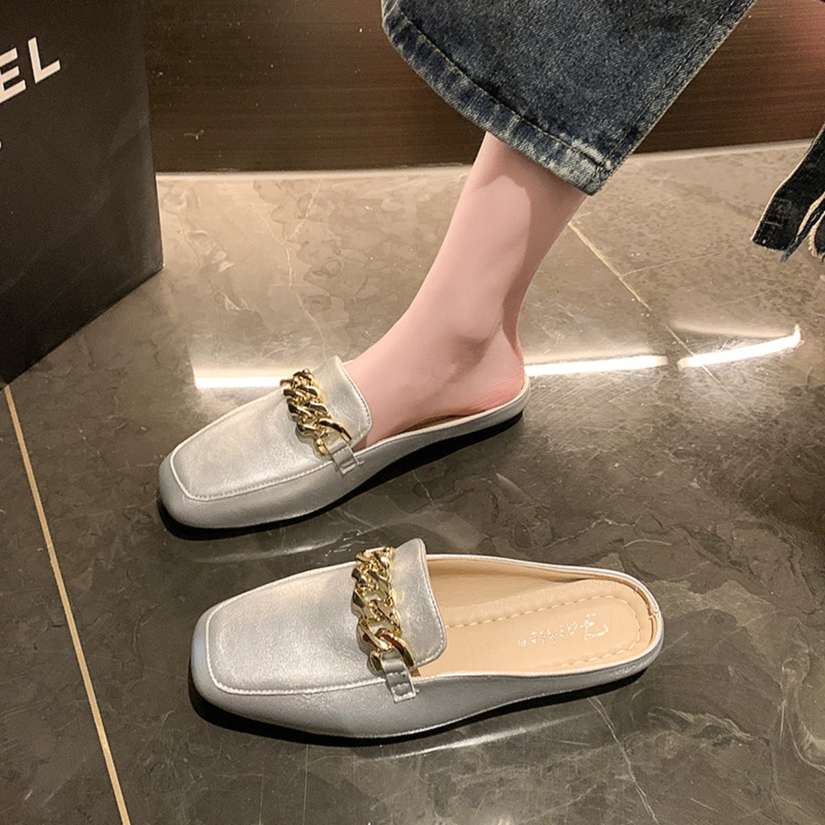 PU Leather Square Toe Flat Loafers - AllIn Computer